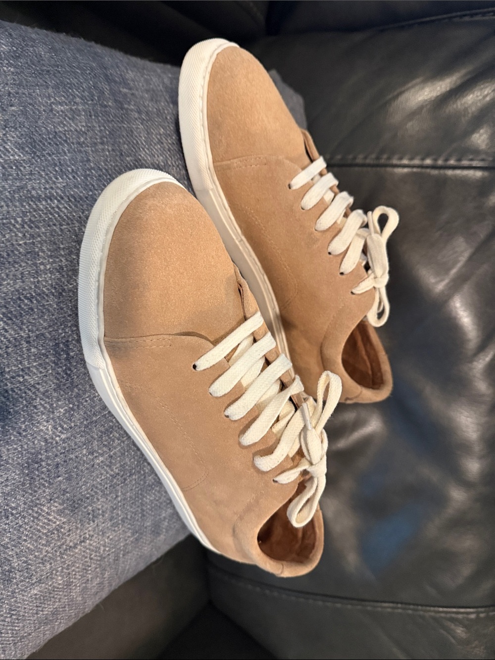 J. Jill Tessa Lightweight Suede Low-Top Sneakers in Neutral Camel -Minimalist